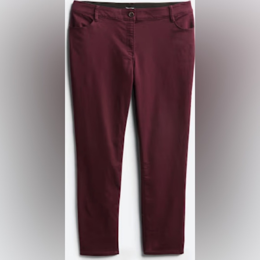 Women's Burgundy mid-rise skinny pants